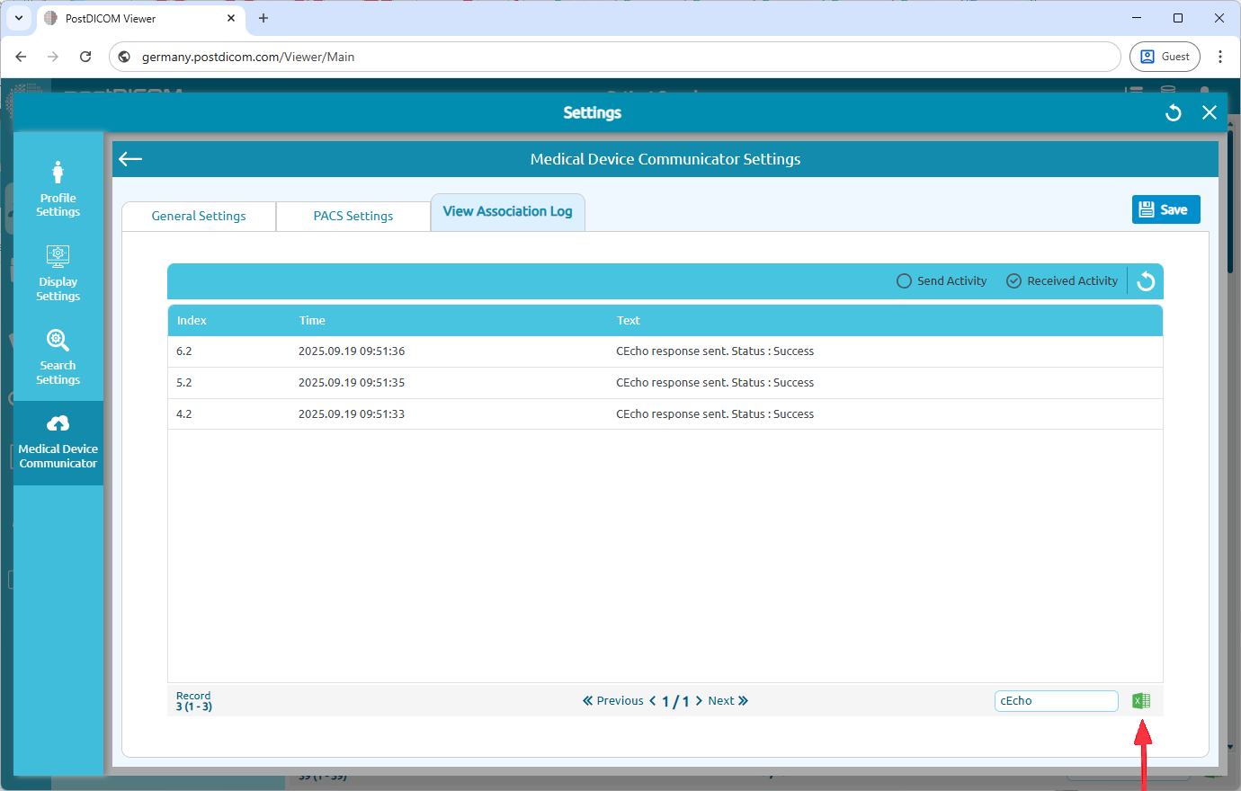 Editing Medical Device Communicator (MeDiC) PACS Server Settings for Windows